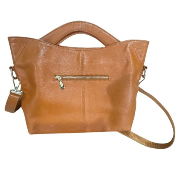 Paste Leather Handbag or Crossbody, Adjustable Shoulder Strap, Burnt Orange - Picture 3 of 16